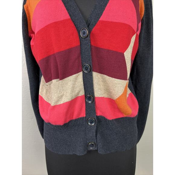 Cabi Women's Color Block Sweater Long Sleeve Button Up V Neck Cardigan Size Med - Picture 3 of 11